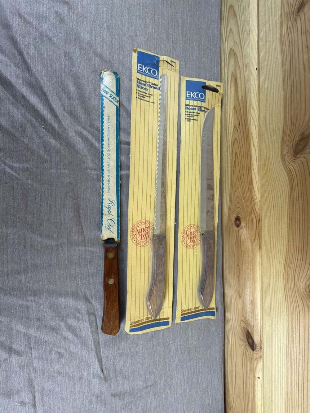 Vintage EKCO and Royal Chef Slicing Knives Lot of 3